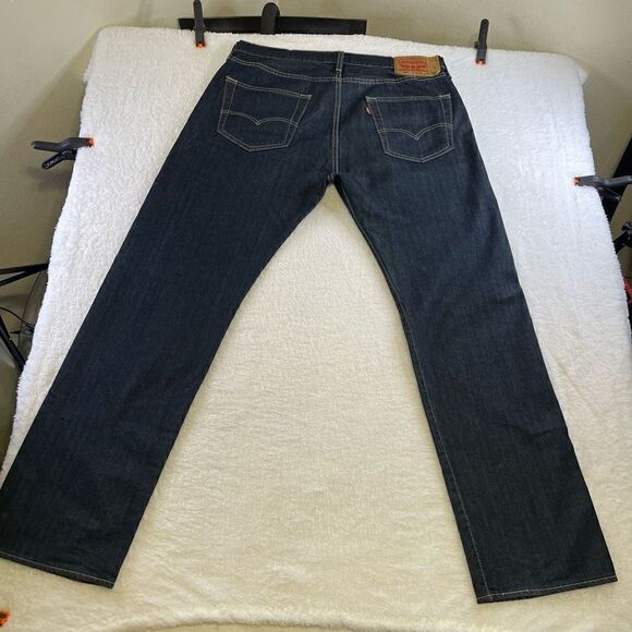 Levi's 501 Button Fly Denim Blue Jeans Tag 36x32 - Picture 2 of 14